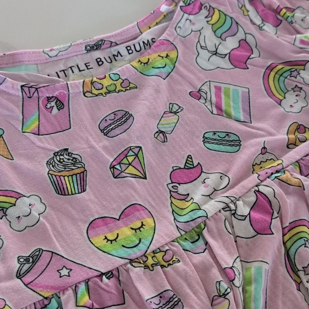 Pink Unicorn and Ice Cream Dress with Leggings